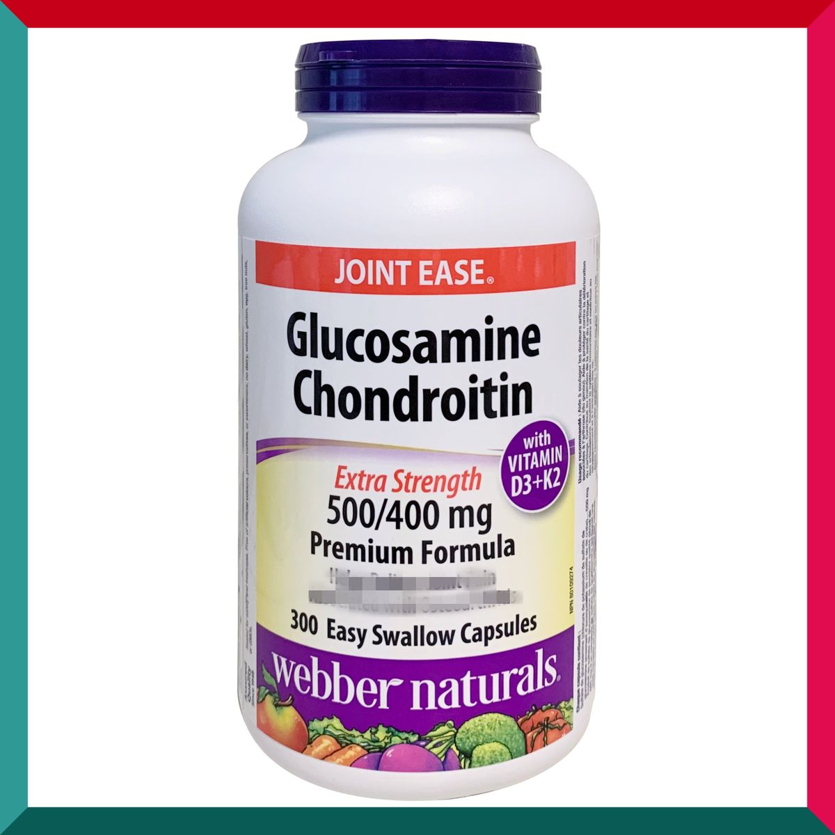Webber Naturals - 維柏健新升級配方300粒健骨至尊葡萄糖胺軟骨素膠囊 特強添加維他命D3 K2行山跑步單車運動 (參考效期:01/2027*)