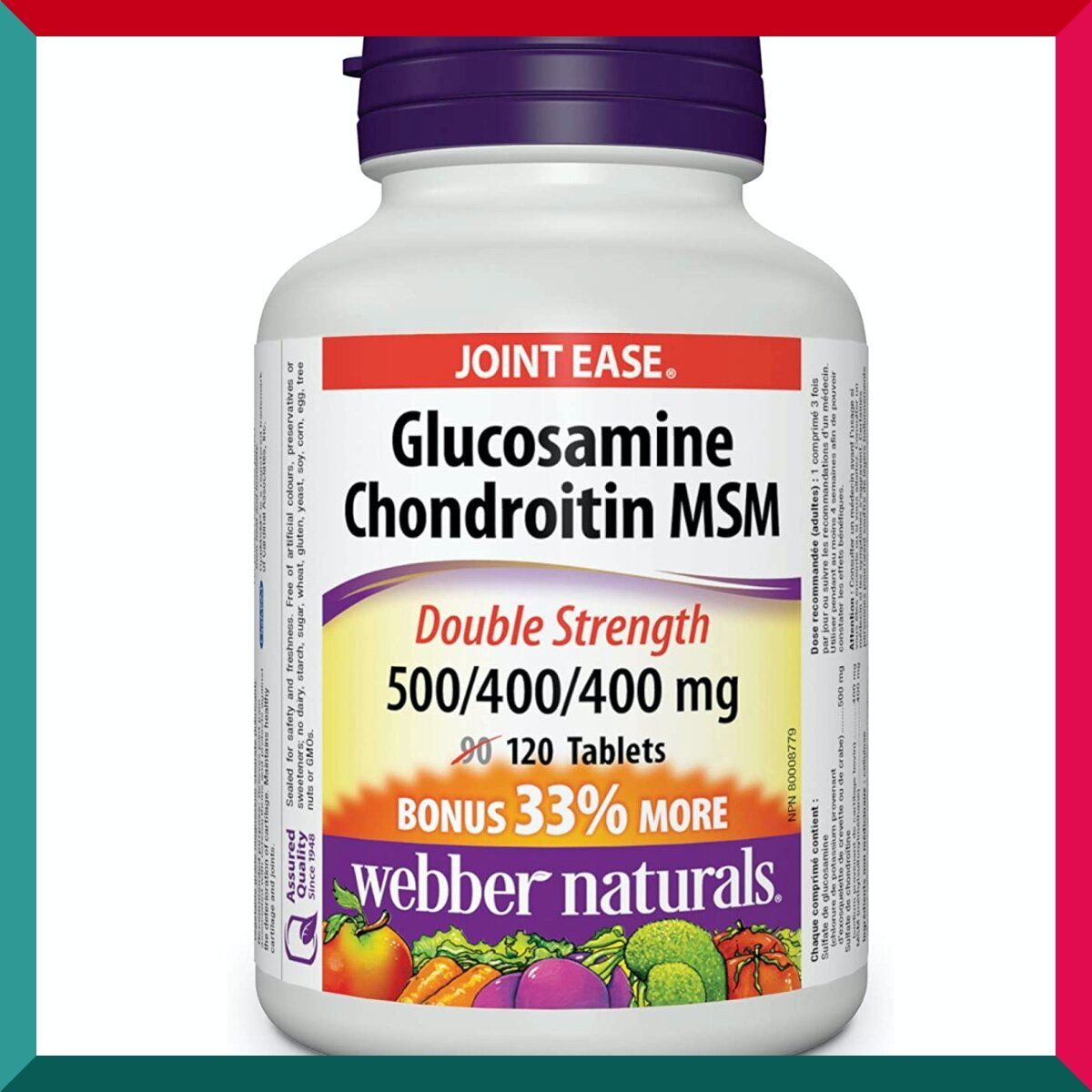 Webber Naturals - 關節健骨寶三合一 (特強配方) 葡萄糖胺 + 硫酸軟骨素 500/400 +MSM 加量裝 120 粒 關節行山跑步運動 平行進口 (參考效期: 08/2028*)