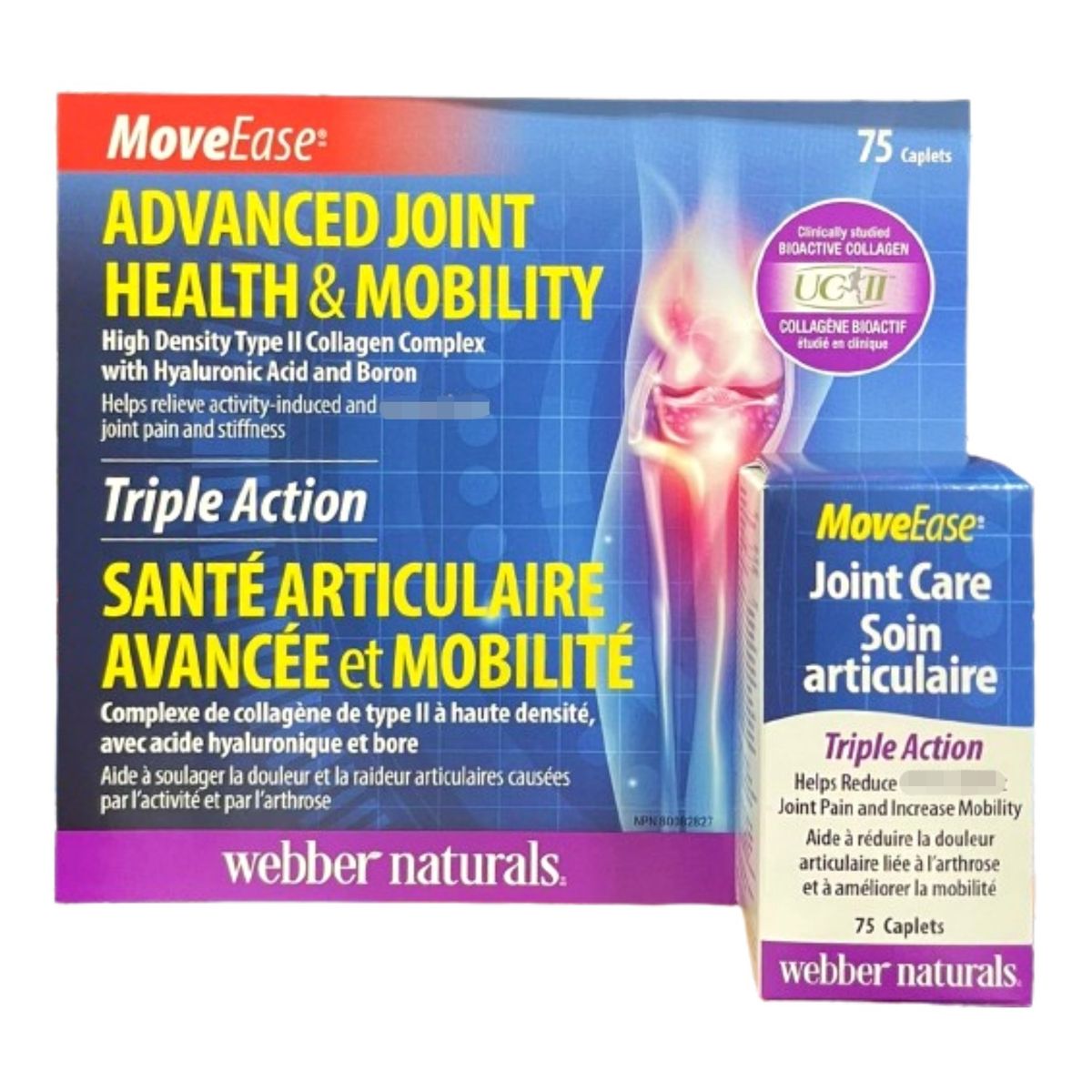 Webber Naturals - 維柏健特強三合一關節配方75粒 專利UC-II型骨膠原蛋白 透明質酸 硼易吞迷你(參考效期: 12/2026*)