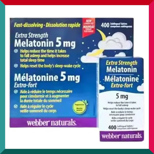 Webber Naturals - 特強甜睡褪黑激素5毫克 400粒 好睡眠時差 平行進口 (參考效期: 01/2028*)