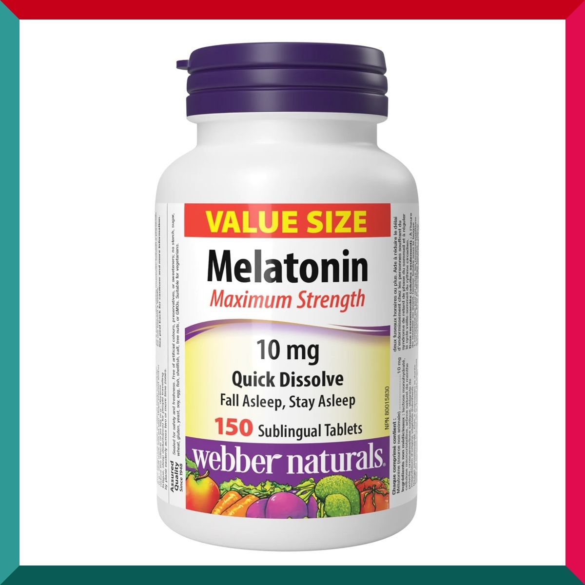 Webber Naturals - 150片超值裝! 特強快速吸收甜睡褪黑激素 (10 毫克) 150片 改善睡眠 時差 抗衰老 平行進口 (參考效期:12/2027*)