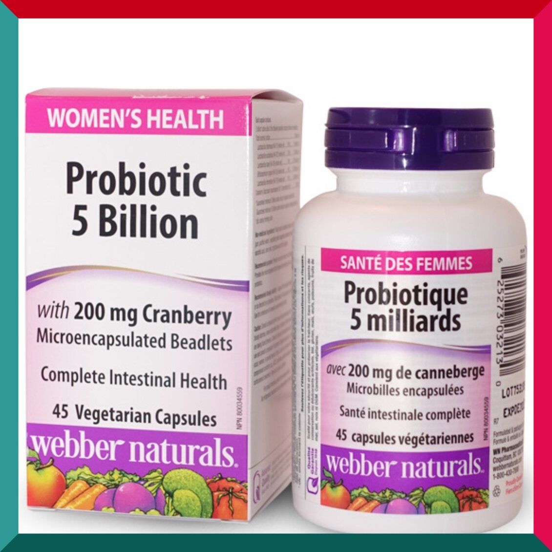 Webber Naturals - 女士益生菌 50 億 + 護道小紅莓 (200 毫克) 45 膠囊 腸道私密處健康 平行進口 (參考效期:05/2027*)