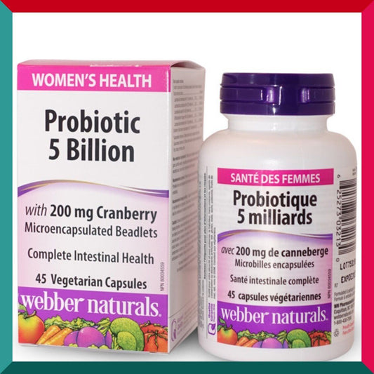 Webber Naturals - 女士益生菌 50 億 + 護道小紅莓 (200 毫克) 45 膠囊 腸道私密處健康 平行進口 (參考效期:05/2027*)