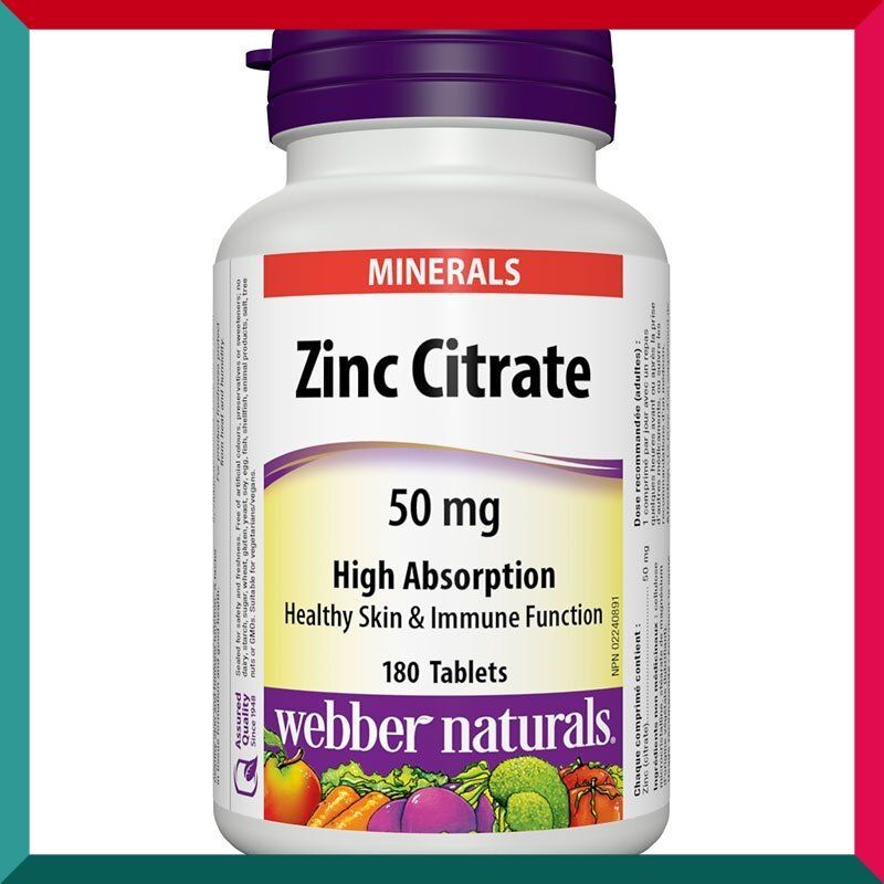 Webber Naturals - 健體檸檬酸鋅 (50 毫克) 180 粒 提升免疫力 男士健康 平行進口 (參考效期:01/2027*)