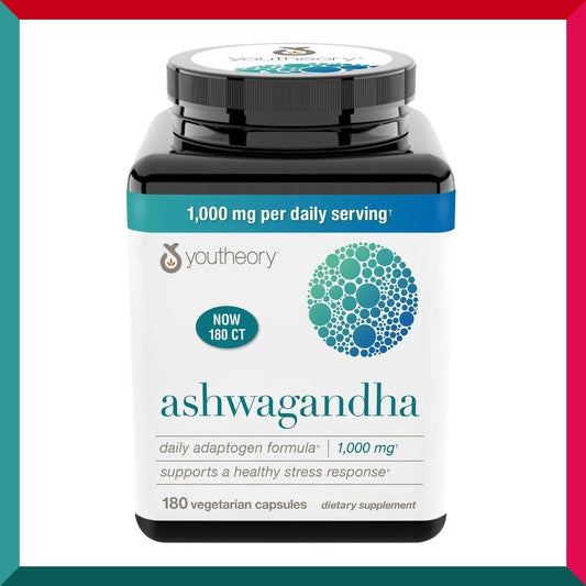 Youtheory - KSM-66®有機全譜 南非醉茄 1000mg (每份) 180粒素食膠囊 印度人參 舒緩壓力心情焦慮 平靜 睡眠 平行進口 (參考效期:05/2026*)