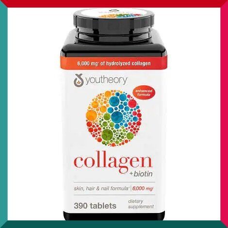 Youtheory - 390粒超值裝! 水解膠原蛋白維他命C 加強配方 改善頭髮 美肌美甲 護關節 補充氨基酸 美國版 (參考效期:05/2026*)