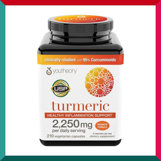 Youtheory - 特強薑黃素2050mg (每份) 210粒 添加黑胡椒素 增強吸收 高純度 95%姜黃素 平行進口 (參考效期:08/2026*)