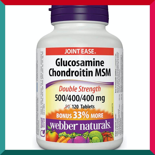 Webber Naturals - 關節健骨寶三合一 (特強配方) 葡萄糖胺 + 硫酸軟骨素 500/400 +MSM 加量裝 120 粒 關節行山跑步運動 平行進口 (參考效期: 08/2028*)